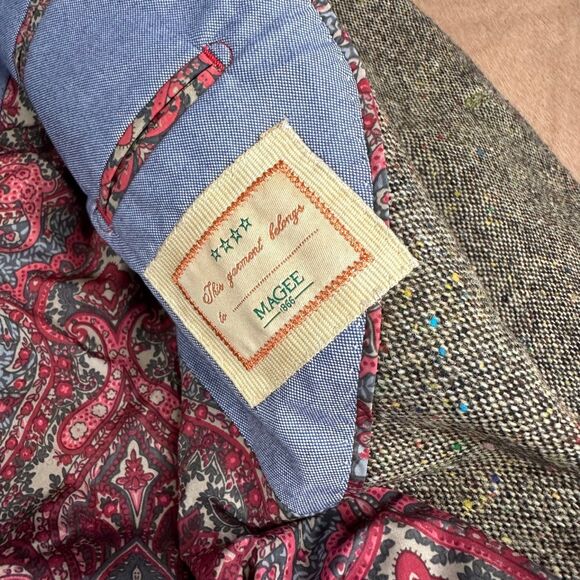 Magee 1866 Tweed Blazer Jacket Elbow Patches Wool Ireland Mens L - Picture 4 of 6